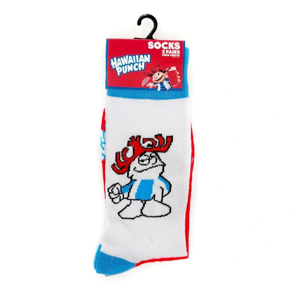 Hawaiian Punch Drink Crew Socks Mens Womens Punchy Mascot 2 Pairs Fun Gift